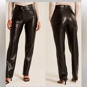 Abercrombie & Fitch Vegan Leather Criss
Cross Waistband 90s Straight Leg Pants